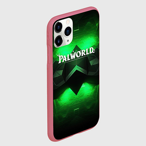 Чехол iPhone 11 Pro матовый Palworld logo green dark / 3D-Малиновый – фото 2