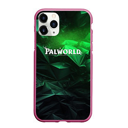 Чехол iPhone 11 Pro матовый Palworld logo green abstract, цвет: 3D-малиновый