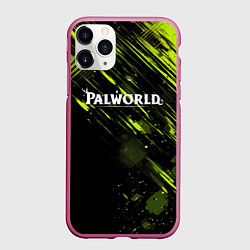Чехол iPhone 11 Pro матовый Palworld logo black green, цвет: 3D-малиновый
