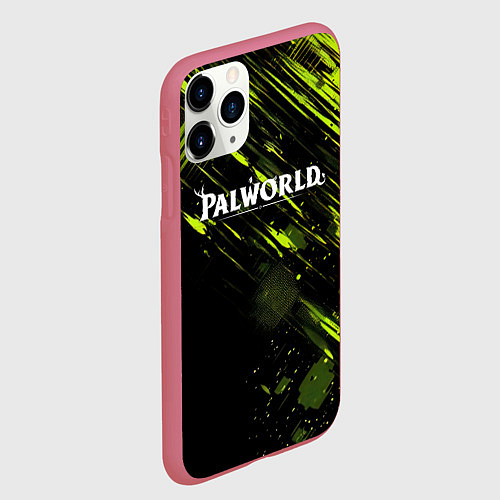 Чехол iPhone 11 Pro матовый Palworld logo black green / 3D-Малиновый – фото 2