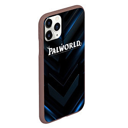 Чехол iPhone 11 Pro матовый Palworld logo blue neon abstract black, цвет: 3D-коричневый — фото 2