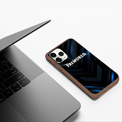 Чехол iPhone 11 Pro матовый Palworld logo blue neon abstract black, цвет: 3D-коричневый — фото 2