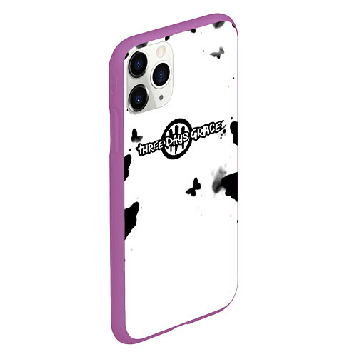 Чехол iPhone 11 Pro матовый Three days grace бабочки / 3D-Фиолетовый – фото 2