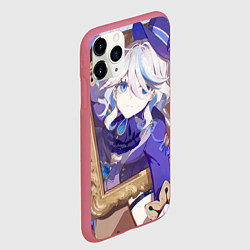 Чехол iPhone 11 Pro матовый Genshin Impact Furina улыбка картина, цвет: 3D-малиновый — фото 2