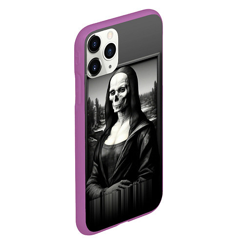 Чехол iPhone 11 Pro матовый Мона Лиза Black skull / 3D-Фиолетовый – фото 2