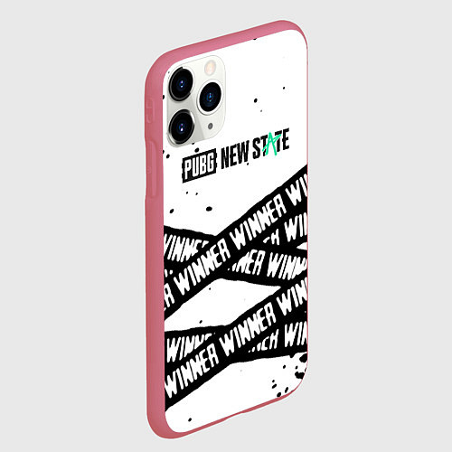 Чехол iPhone 11 Pro матовый Pubg текстура полосы / 3D-Малиновый – фото 2