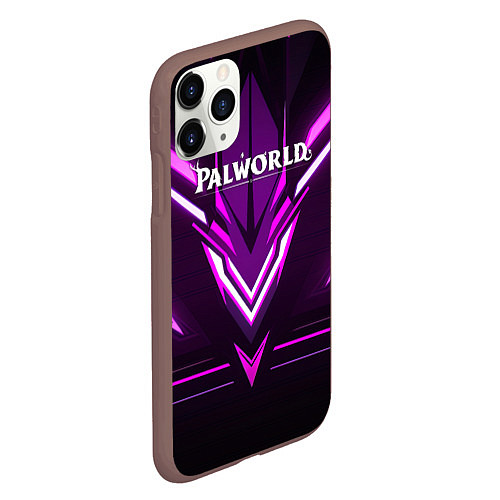 Чехол iPhone 11 Pro матовый Palworld logo фиолетовая абстракция / 3D-Коричневый – фото 2