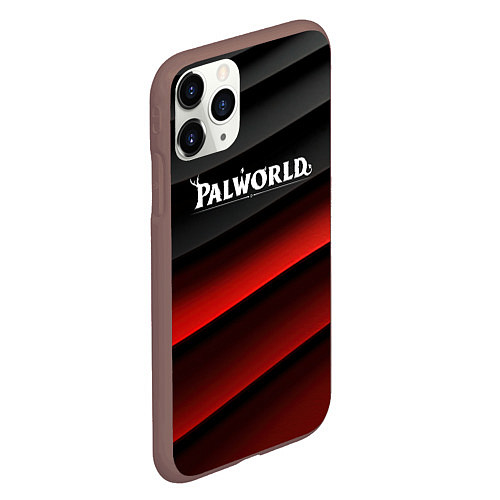 Чехол iPhone 11 Pro матовый Palworld logo black red abstract / 3D-Коричневый – фото 2