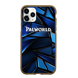 Чехол iPhone 11 Pro матовый Palworld логотип синий абстрактный фон, цвет: 3D-коричневый