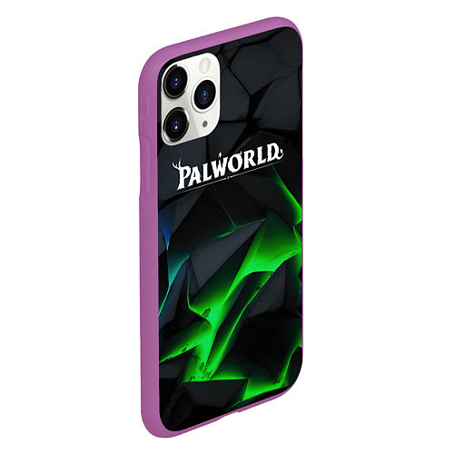 Чехол iPhone 11 Pro матовый Palworld объемные зеленые камни / 3D-Фиолетовый – фото 2