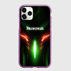Чехол iPhone 11 Pro матовый Palworld зеленый неоновый свет, цвет: 3D-фиолетовый