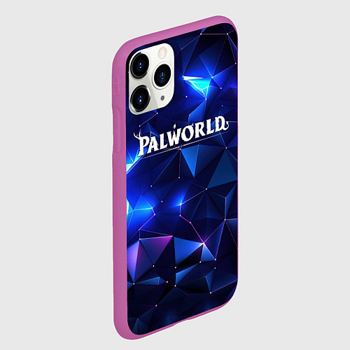 Чехол iPhone 11 Pro матовый Palworld логотип и синие блики / 3D-Фиолетовый – фото 2