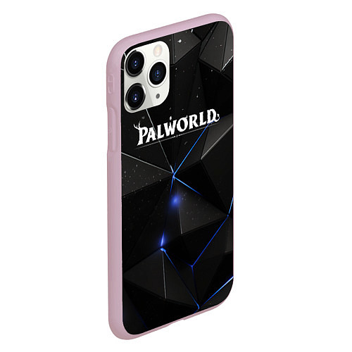 Чехол iPhone 11 Pro матовый Palworld лого на черном стильном фоне / 3D-Розовый – фото 2