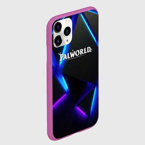Чехол iPhone 11 Pro матовый Palworld неоновые плиты абстракция / 3D-Фиолетовый – фото 2