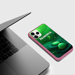 Чехол iPhone 11 Pro матовый Palworld зеленый мир, цвет: 3D-малиновый — фото 2