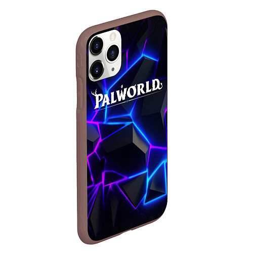 Чехол iPhone 11 Pro матовый Palworld логотип на ярких неоновых плитах / 3D-Коричневый – фото 2