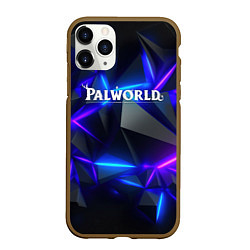 Чехол iPhone 11 Pro матовый Palworld логотип на ярких неоновых плитах, цвет: 3D-коричневый