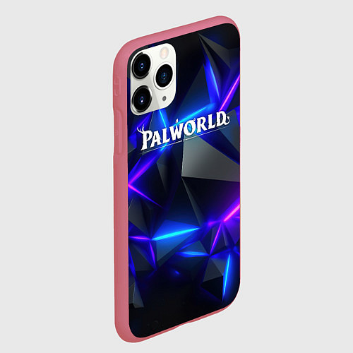 Чехол iPhone 11 Pro матовый Palworld логотип на ярких неоновых плитах / 3D-Малиновый – фото 2