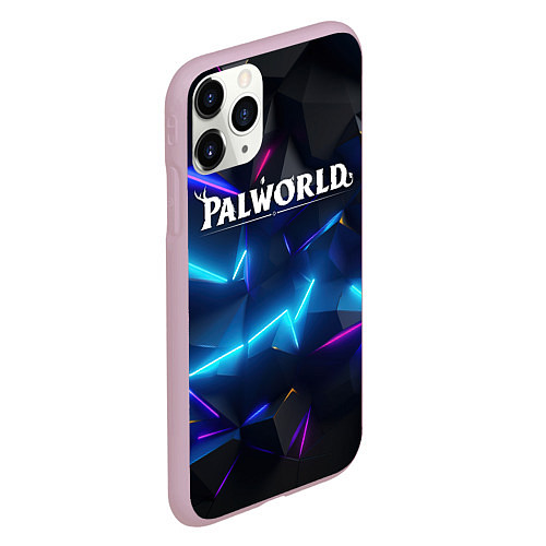 Чехол iPhone 11 Pro матовый Palworld логотип на ярких неоновых плитах / 3D-Розовый – фото 2