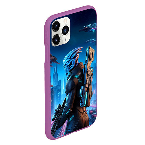 Чехол iPhone 11 Pro матовый Mass Effect - ai art / 3D-Фиолетовый – фото 2