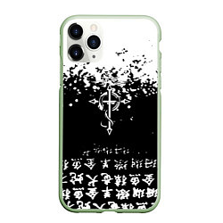 Чехол iPhone 11 Pro матовый Fullmetal Alchemist текстура иероглифы