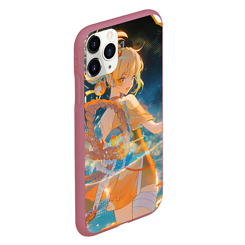 Чехол iPhone 11 Pro матовый Genshin Impact Ёимия smile / 3D-Малиновый – фото 2