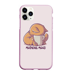 Чехол iPhone 11 Pro матовый Morning mood - cat, цвет: 3D-розовый