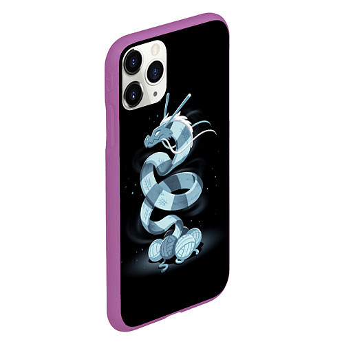 Чехол iPhone 11 Pro матовый Вязаный китайский дракон / 3D-Фиолетовый – фото 2