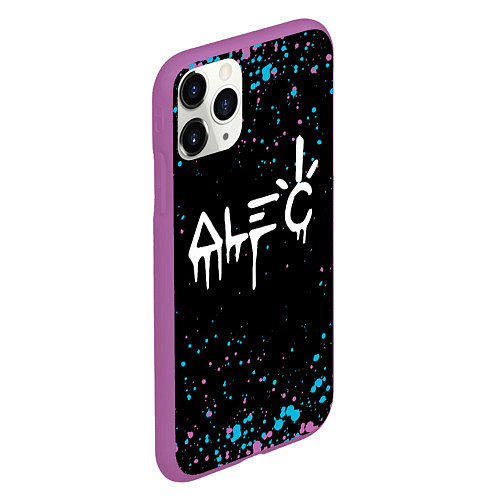 Чехол iPhone 11 Pro матовый Alec monopoly graffiti брызги / 3D-Фиолетовый – фото 2
