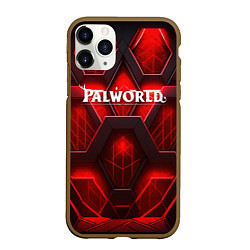 Чехол iPhone 11 Pro матовый Palworld логотип красная объемная абстракция, цвет: 3D-коричневый