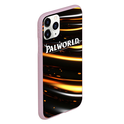 Чехол iPhone 11 Pro матовый Palworld логотип золотые волны на черном / 3D-Розовый – фото 2