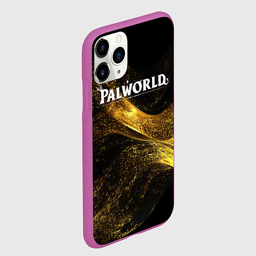 Чехол iPhone 11 Pro матовый Palworld логотип золотая пыльца / 3D-Фиолетовый – фото 2