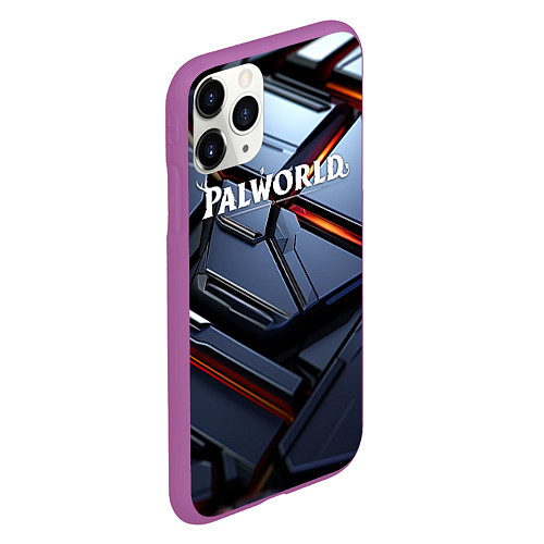 Чехол iPhone 11 Pro матовый Palworld логотип космически плиты / 3D-Фиолетовый – фото 2