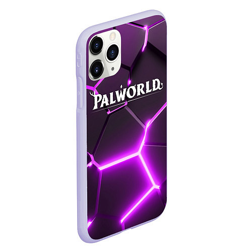 Чехол iPhone 11 Pro матовый Palworld логотип разлом фиолетовых плит / 3D-Светло-сиреневый – фото 2