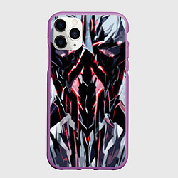 Чехол iPhone 11 Pro матовый Чёрно-красная агрессивная абстракция на белом фоне, цвет: 3D-фиолетовый