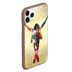 Чехол iPhone 11 Pro матовый Michael Jackson THIS IS IT - с салютами на золотом, цвет: 3D-коричневый — фото 2