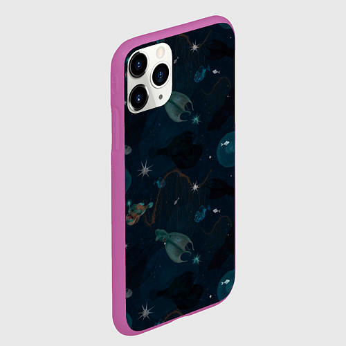 Чехол iPhone 11 Pro матовый Глубокий океан / 3D-Фиолетовый – фото 2