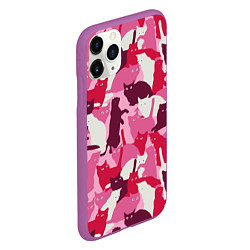 Чехол iPhone 11 Pro матовый Розовый кошачий камуфляж, цвет: 3D-фиолетовый — фото 2