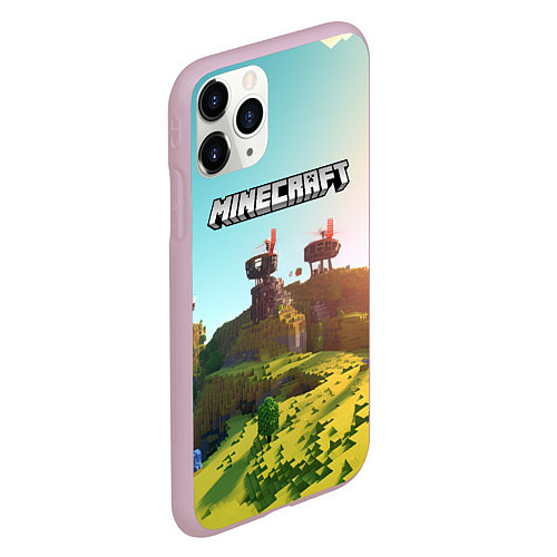 Чехол iPhone 11 Pro матовый Minecraft logo солнечная карта / 3D-Розовый – фото 2
