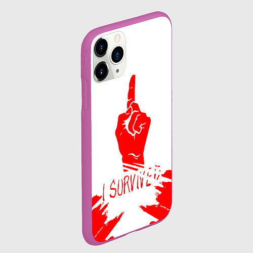 Чехол iPhone 11 Pro матовый Dead by Daylight красный / 3D-Фиолетовый – фото 2