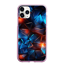 Чехол iPhone 11 Pro матовый Синие и красные осколки стекла, цвет: 3D-розовый