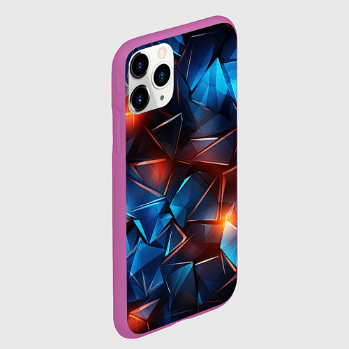Чехол iPhone 11 Pro матовый Синие и красные осколки стекла / 3D-Фиолетовый – фото 2