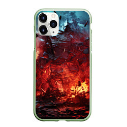 Чехол iPhone 11 Pro матовый Абстрактный взрыв, цвет: 3D-салатовый