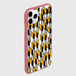 Чехол iPhone 11 Pro матовый Киберпанк узор чёрно-жёлтый на белом фоне, цвет: 3D-малиновый — фото 2
