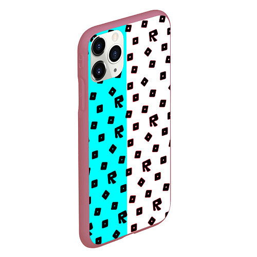 Чехол iPhone 11 Pro матовый Roblox pattern logo mobile / 3D-Малиновый – фото 2