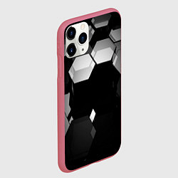 Чехол iPhone 11 Pro матовый Нано соты шестиугольник, цвет: 3D-малиновый — фото 2