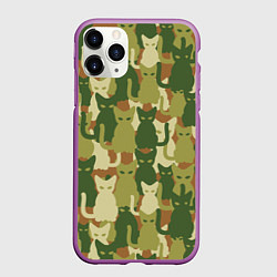 Чехол iPhone 11 Pro матовый Котята - камуфляж, цвет: 3D-фиолетовый