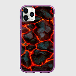 Чехол iPhone 11 Pro матовый Трещины лавы, цвет: 3D-фиолетовый