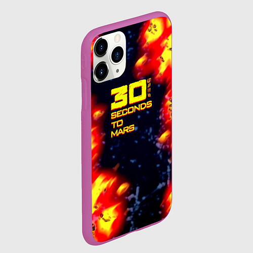 Чехол iPhone 11 Pro матовый Thirty Seconds to Mars огненное лого / 3D-Фиолетовый – фото 2