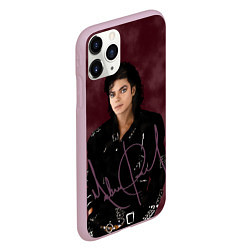 Чехол iPhone 11 Pro матовый Michael Jackson на бордовом фоне, цвет: 3D-розовый — фото 2